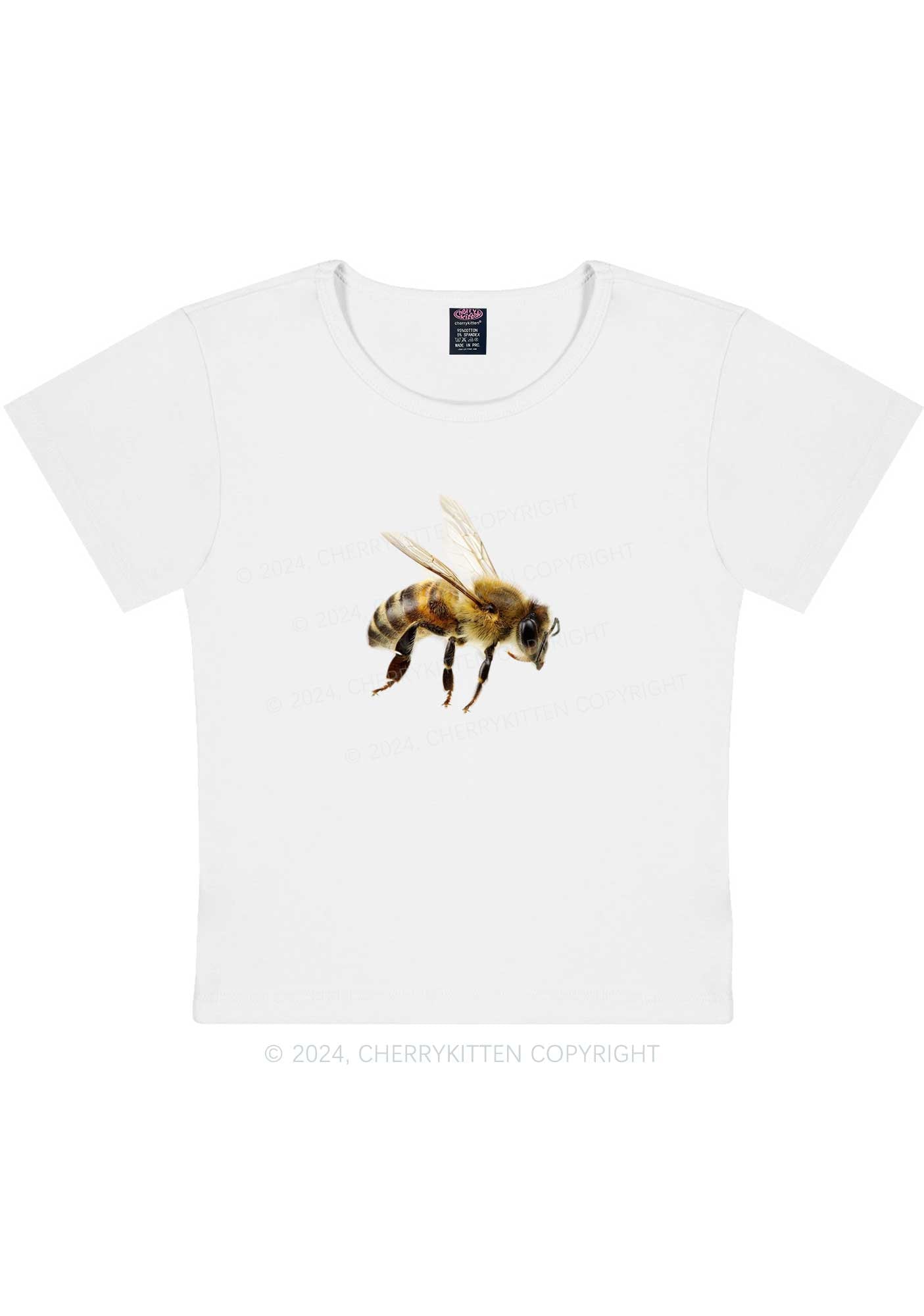 Curvy Flying Bee Y2K Baby Tee Cherrykitten