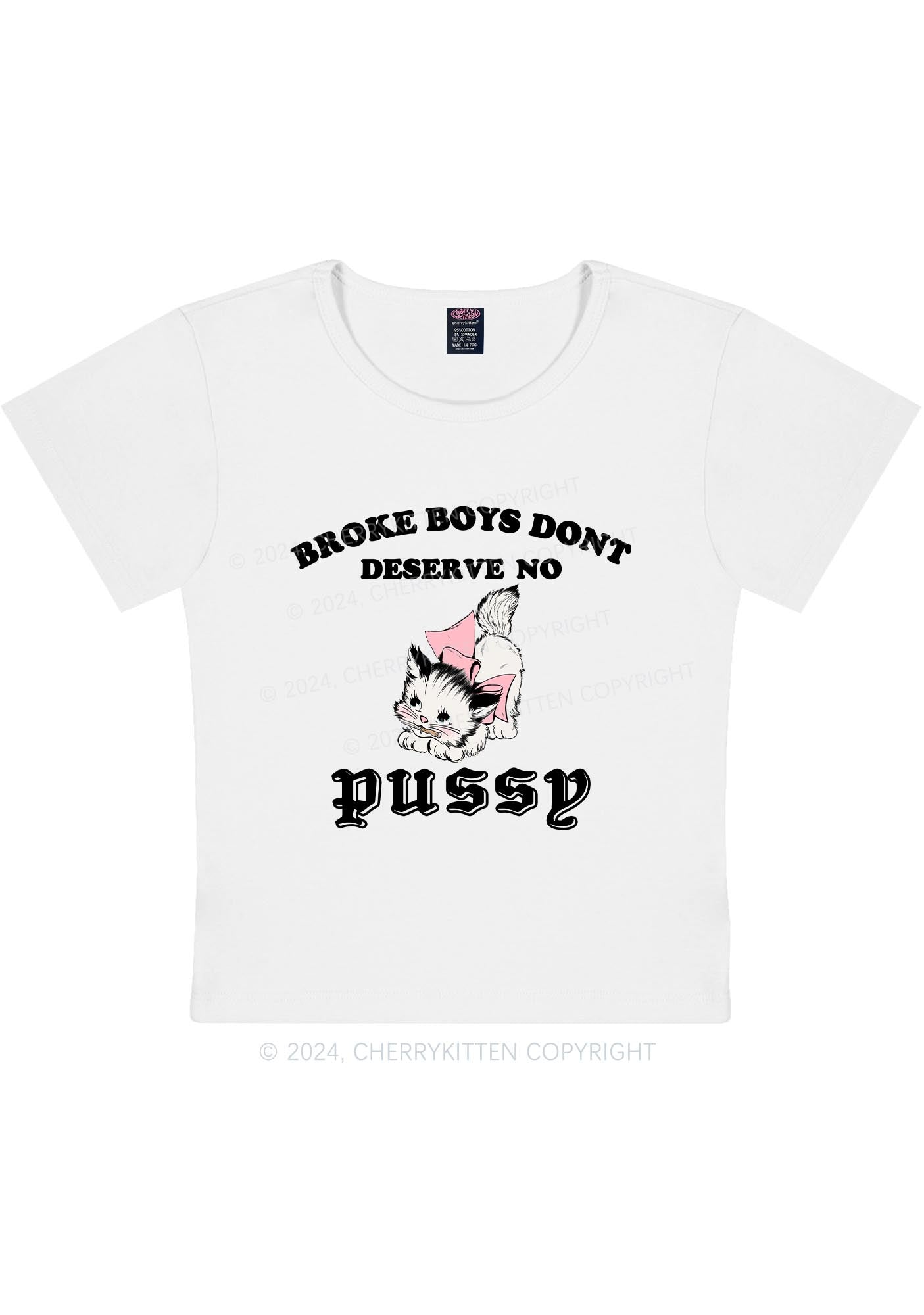 Broke Boys Pxssy Y2K Baby Tee Cherrykitten