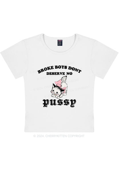 Broke Boys Pxssy Y2K Baby Tee Cherrykitten