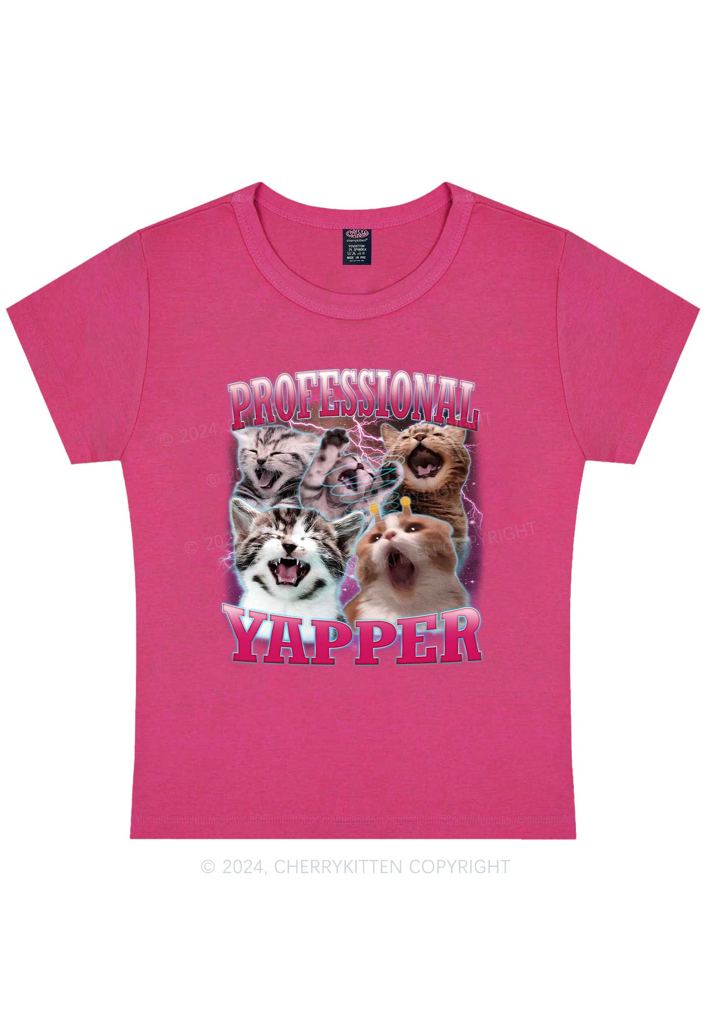 Professional Yapper Cat Y2K Baby Tee Cherrykitten