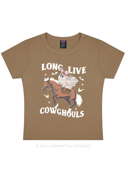 Halloween Long Live Cowghouls Y2K Baby Tee Cherrykitten