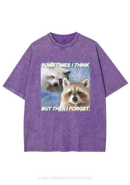 Raccoon Sometimes Think Y2K Washed Tee Cherrykitten