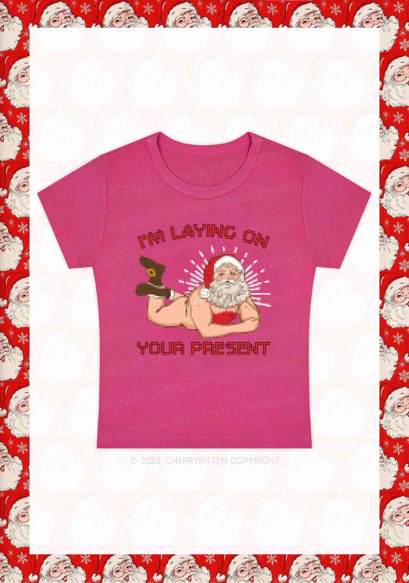 I'm Laying On Your Present Christmas Y2K Baby Tee Cherrykitten