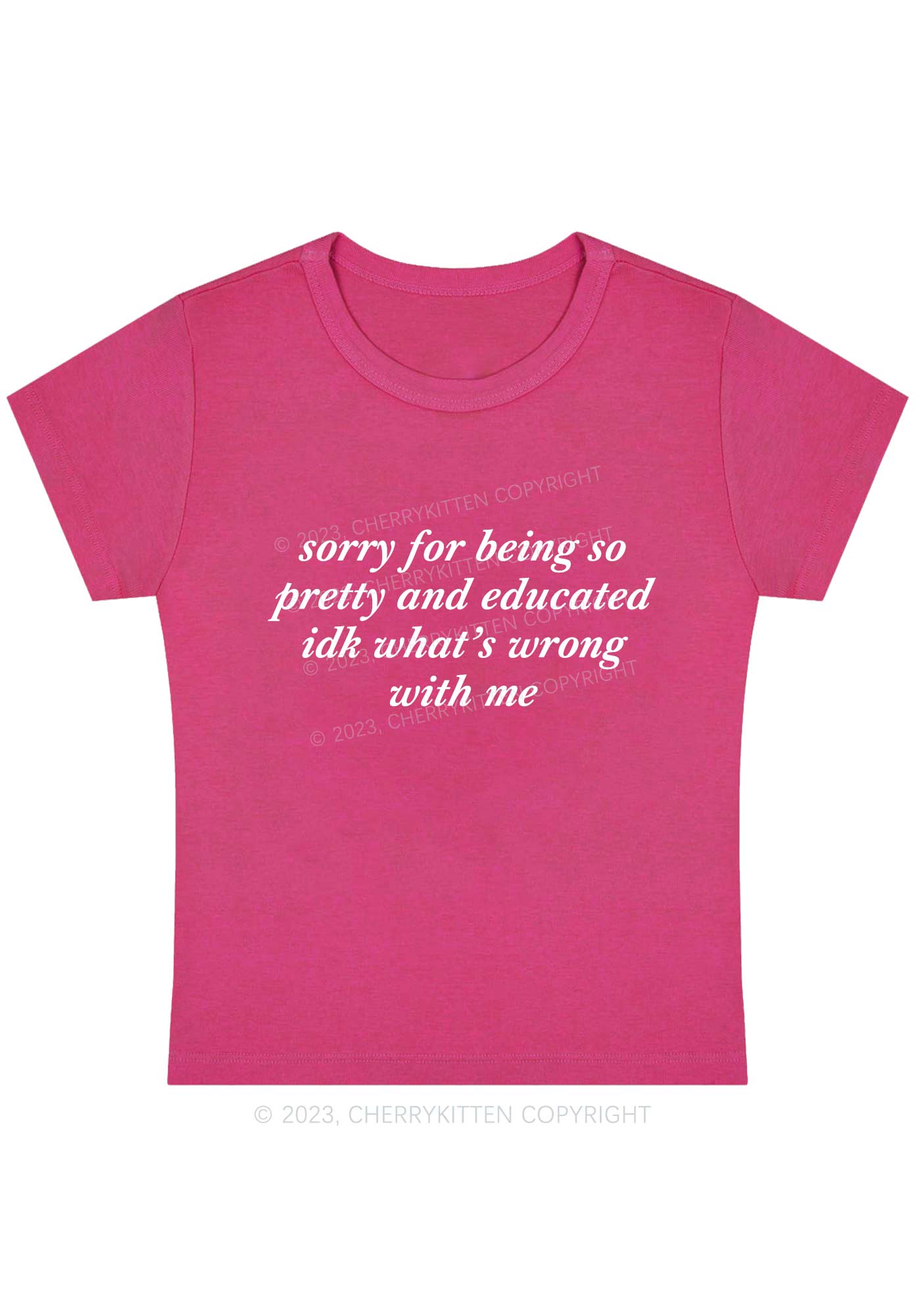 Curvy Sorry For Being So Pretty And Educated Y2K Baby Tee Cherrykitten