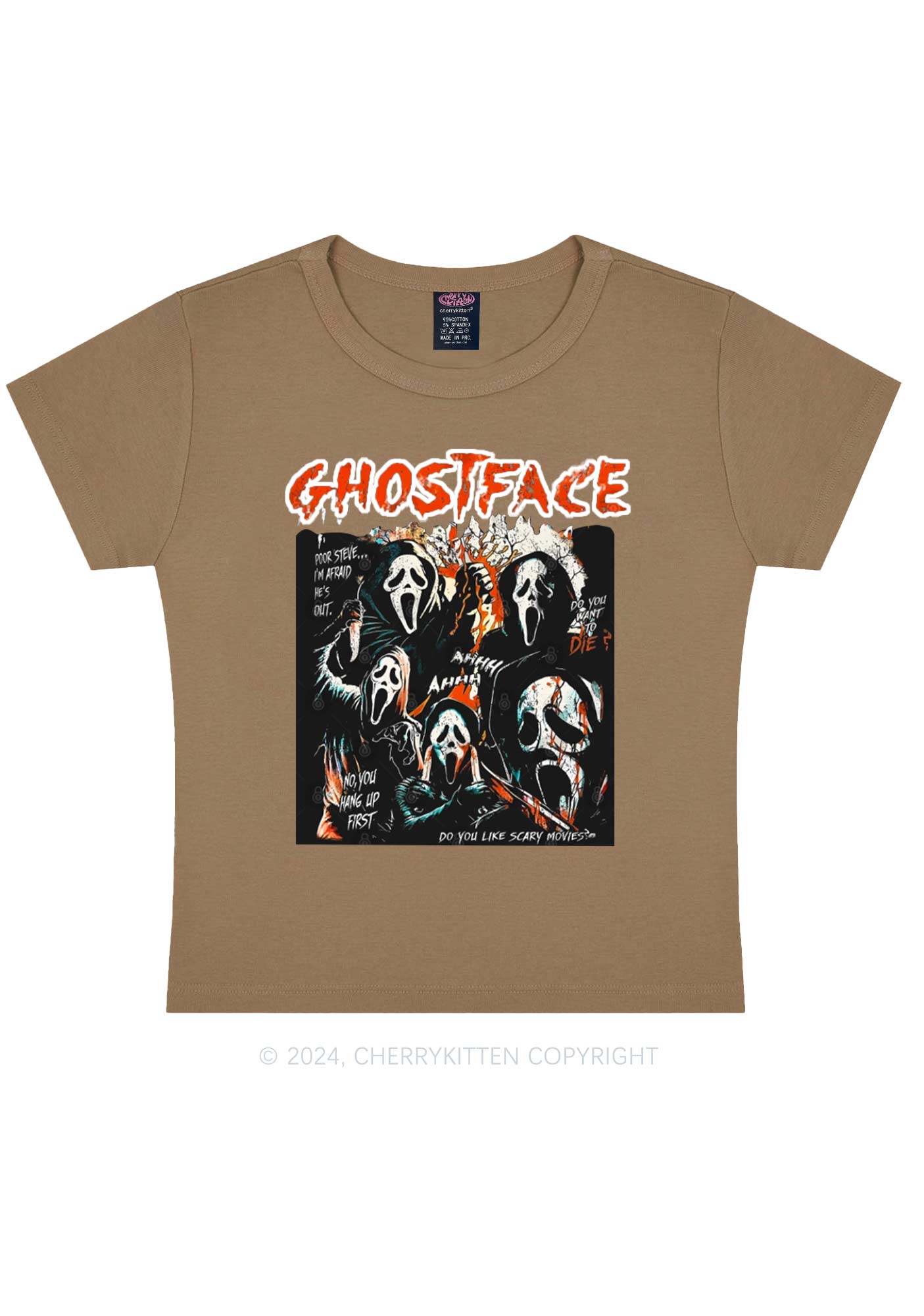 Halloween Scream Ghost Y2K Baby Tee Cherrykitten