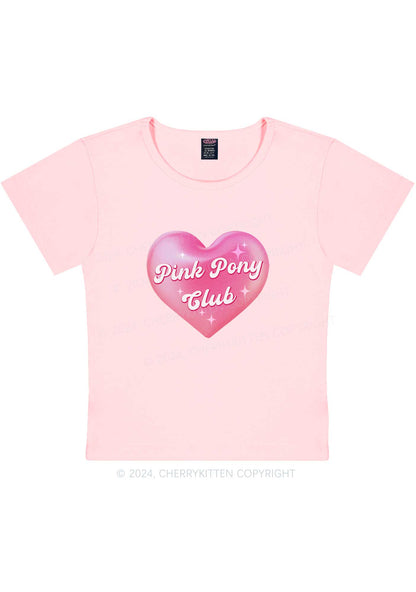 Pink Heart Pony Club Y2K Baby Tee Cherrykitten