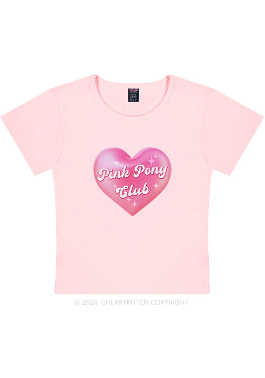 Pink Heart Pony Club Y2K Baby Tee Cherrykitten