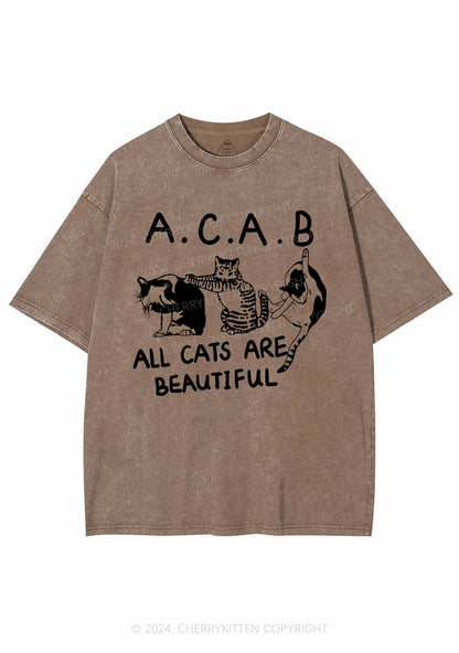 ACAB Cats Y2K Washed Tee Cherrykitten