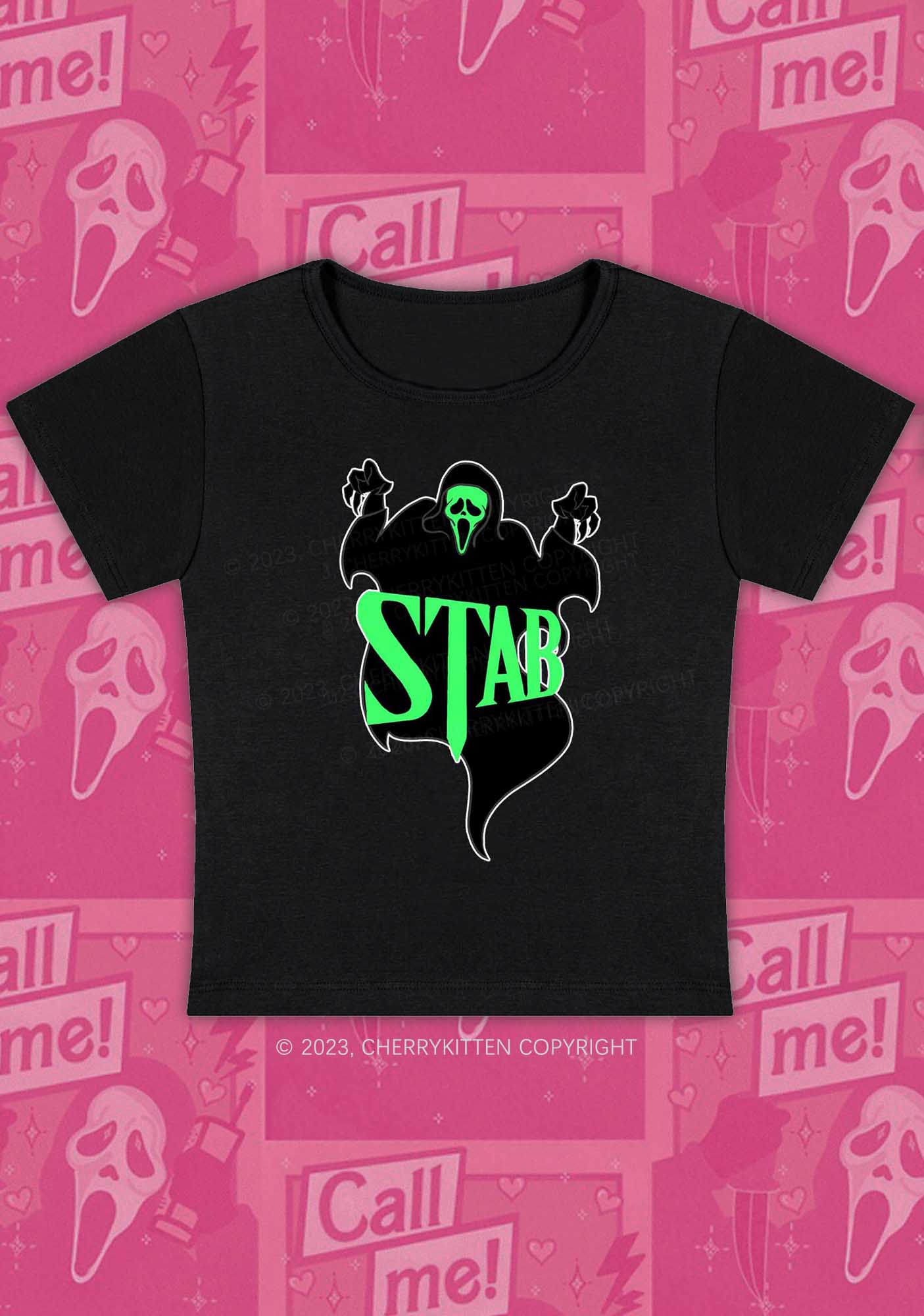 Stab Ghost Halloween Y2K Baby Tee Cherrykitten