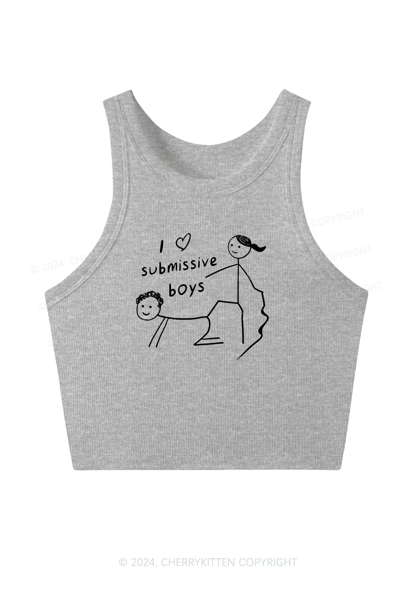 I Love S Boys Y2K Crop Tank Top Cherrykitten