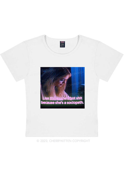 She's A Sociopath Y2K Baby Tee Cherrykitten