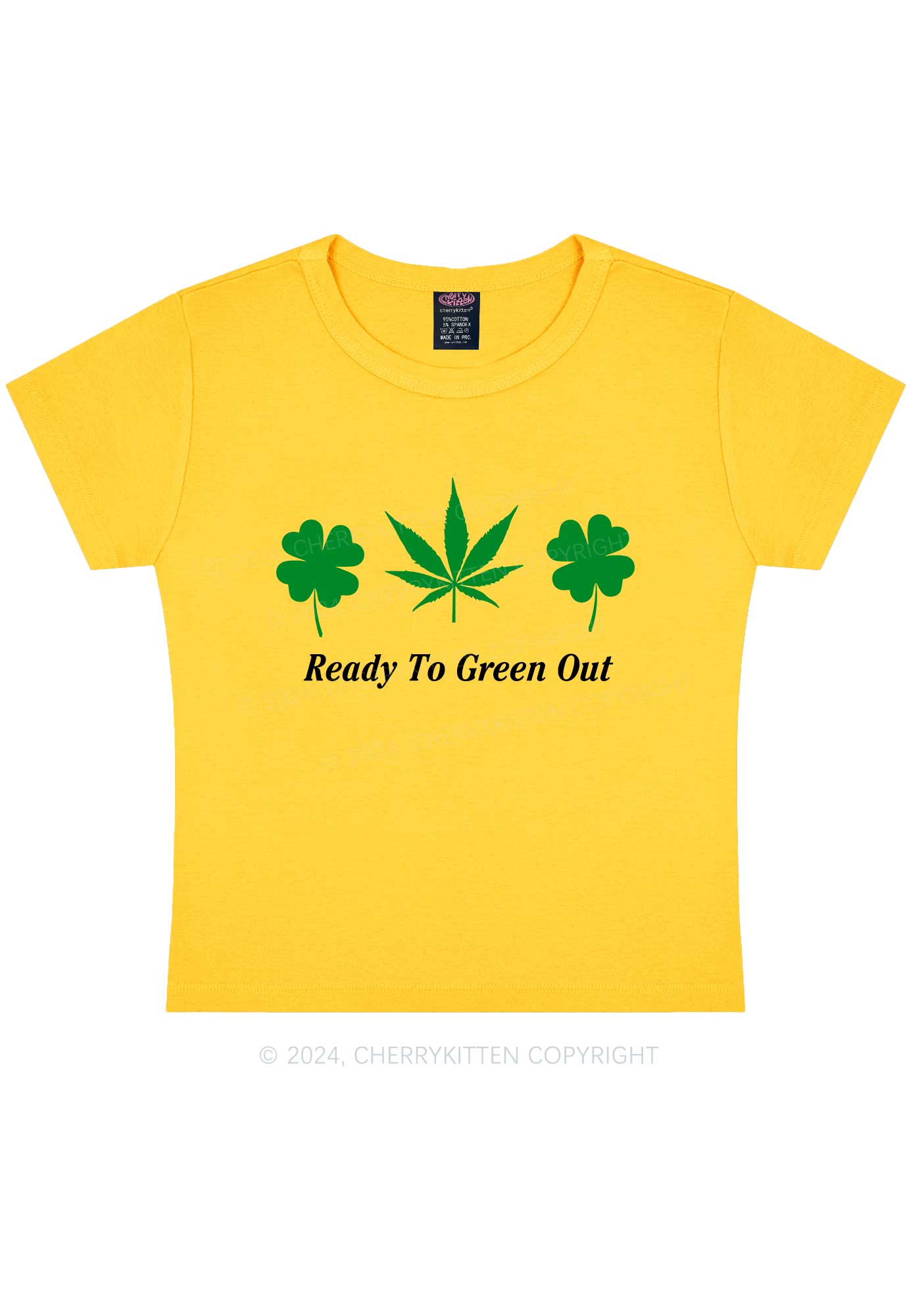 Ready To Green Out St Patricks Y2K Baby Tee Cherrykitten