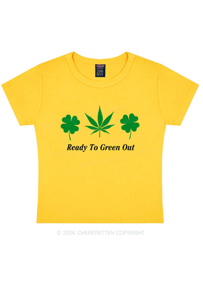 Ready To Green Out St Patricks Y2K Baby Tee Cherrykitten