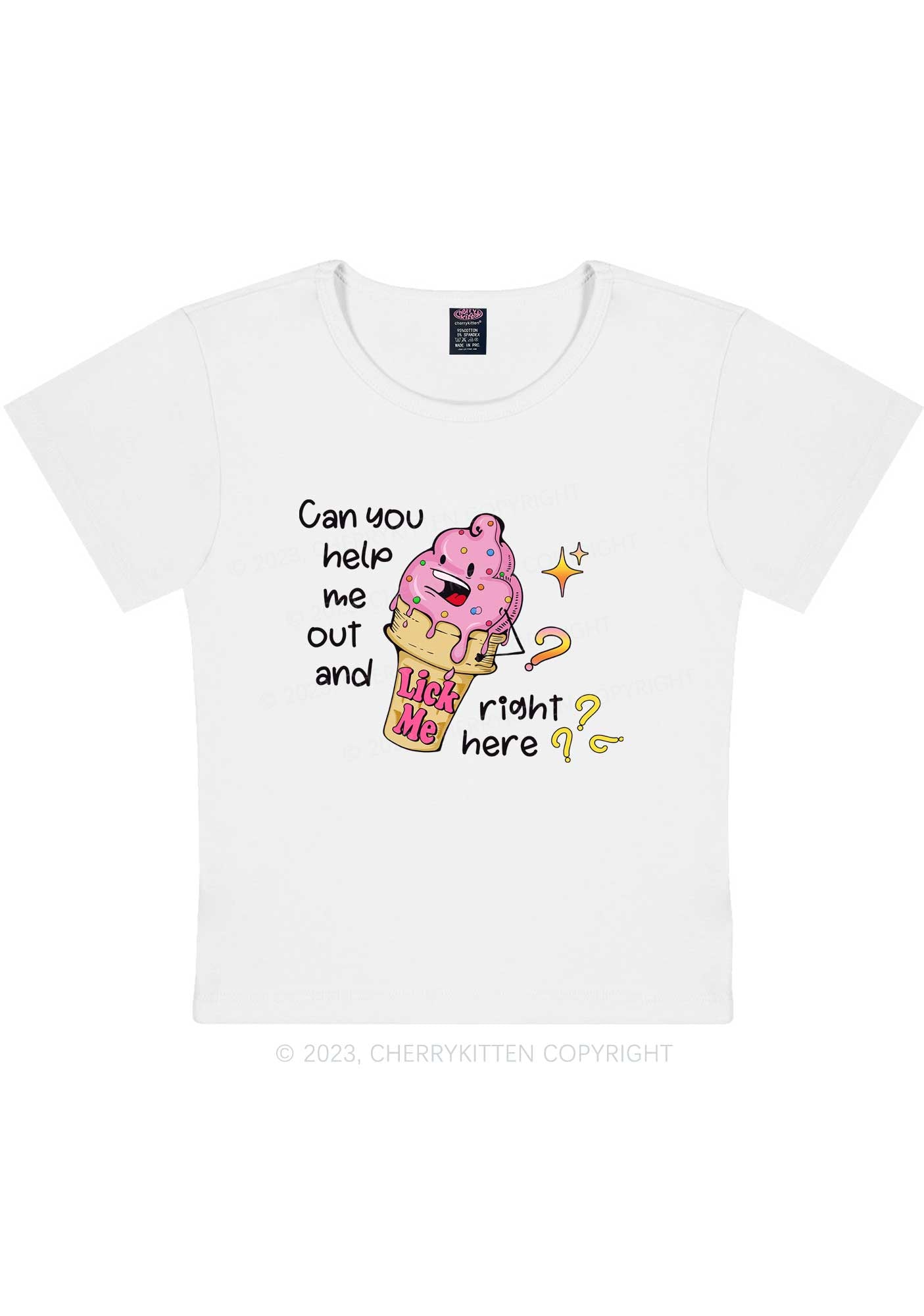 Curvy Lick Me Right Here Y2K Baby Tee Cherrykitten