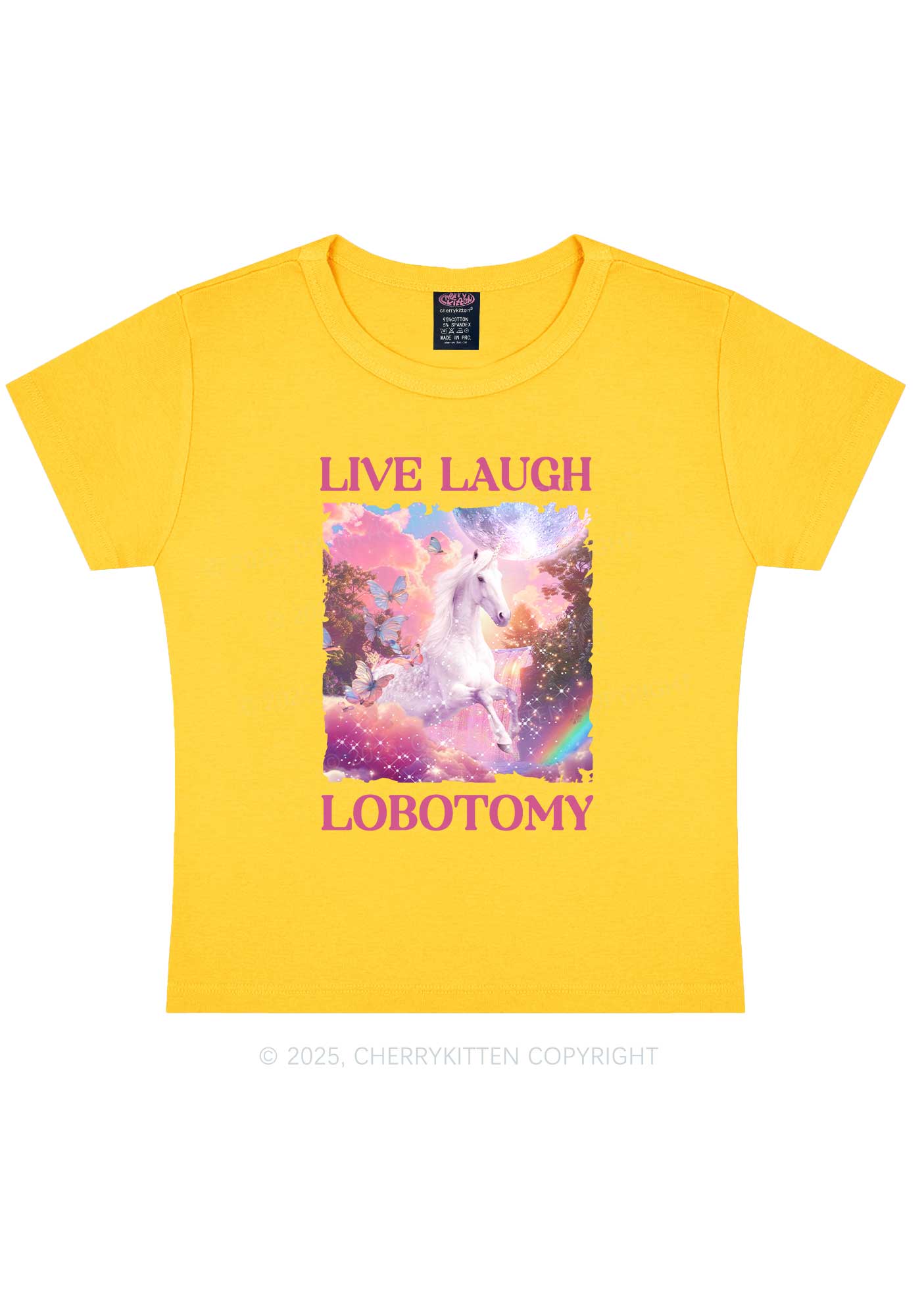 Live Laugh Lobotomy Unicorn Y2K Baby Tee Cherrykitten