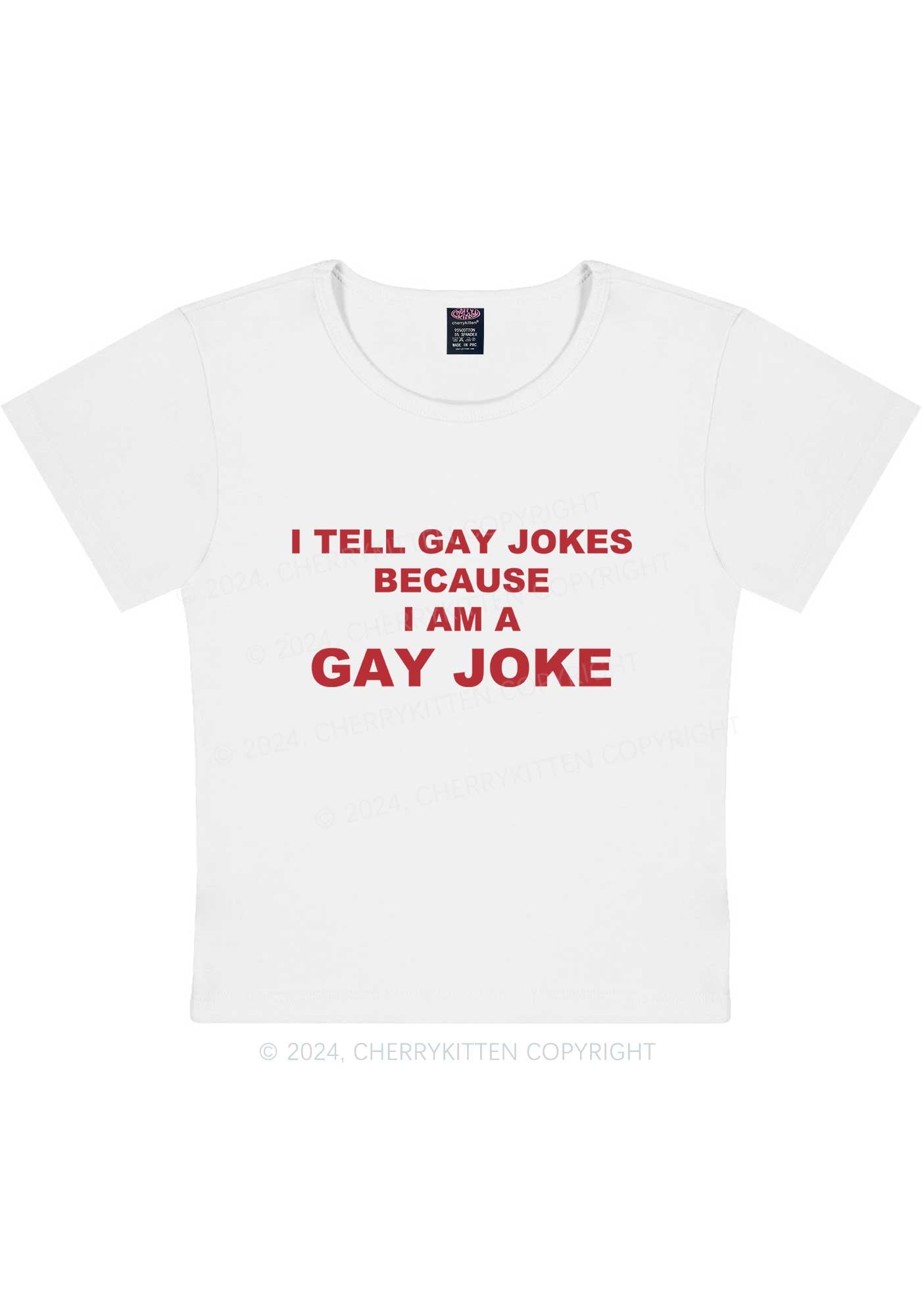 Gay Joke Y2K Baby Tee Cherrykitten