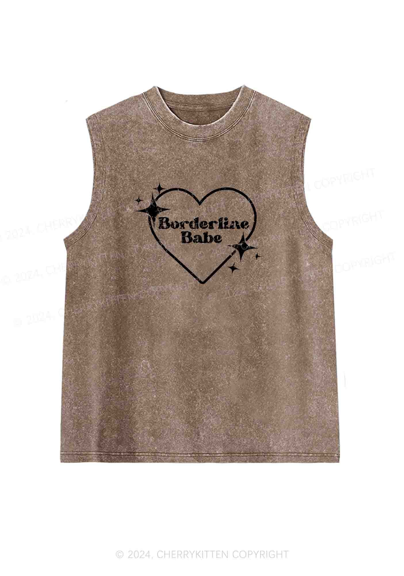 Borderline Personality Babe Y2K Washed Tank Cherrykitten