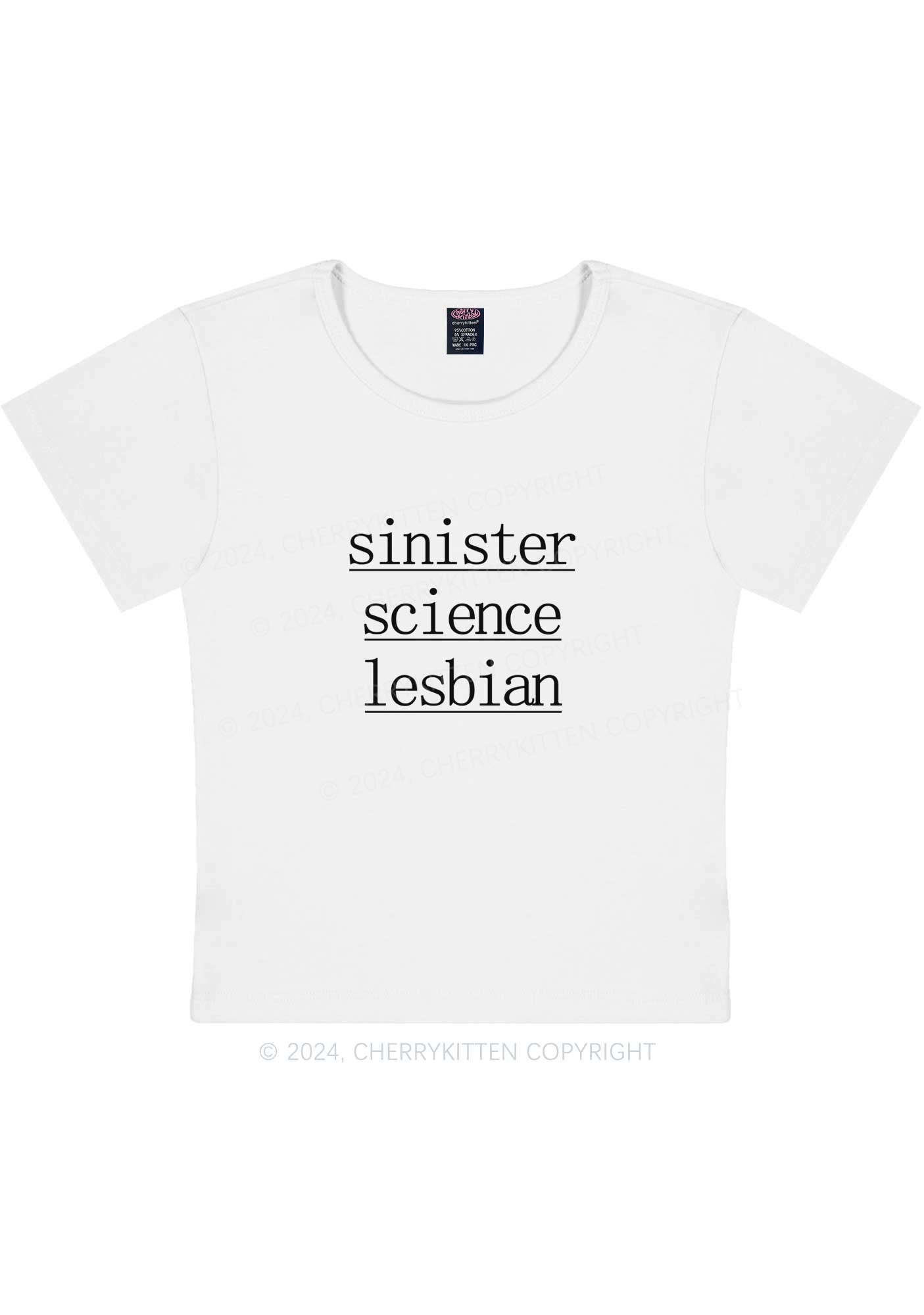 Sinister Science Lesbian Y2K Baby Tee Cherrykitten