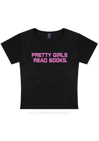 Pretty Girls Read Books Y2K Baby Tee Cherrykitten