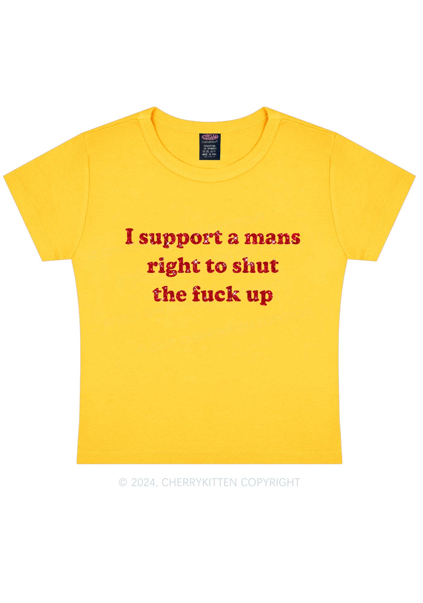 Glitter I Support A Mans Right Y2K Baby Tee Cherrykitten