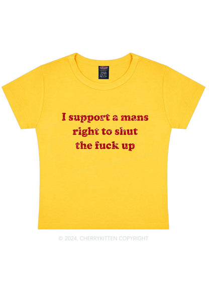 Glitter I Support A Mans Right Y2K Baby Tee Cherrykitten