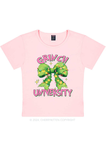 Christmas Green University Y2K Baby Tee Cherrykitten