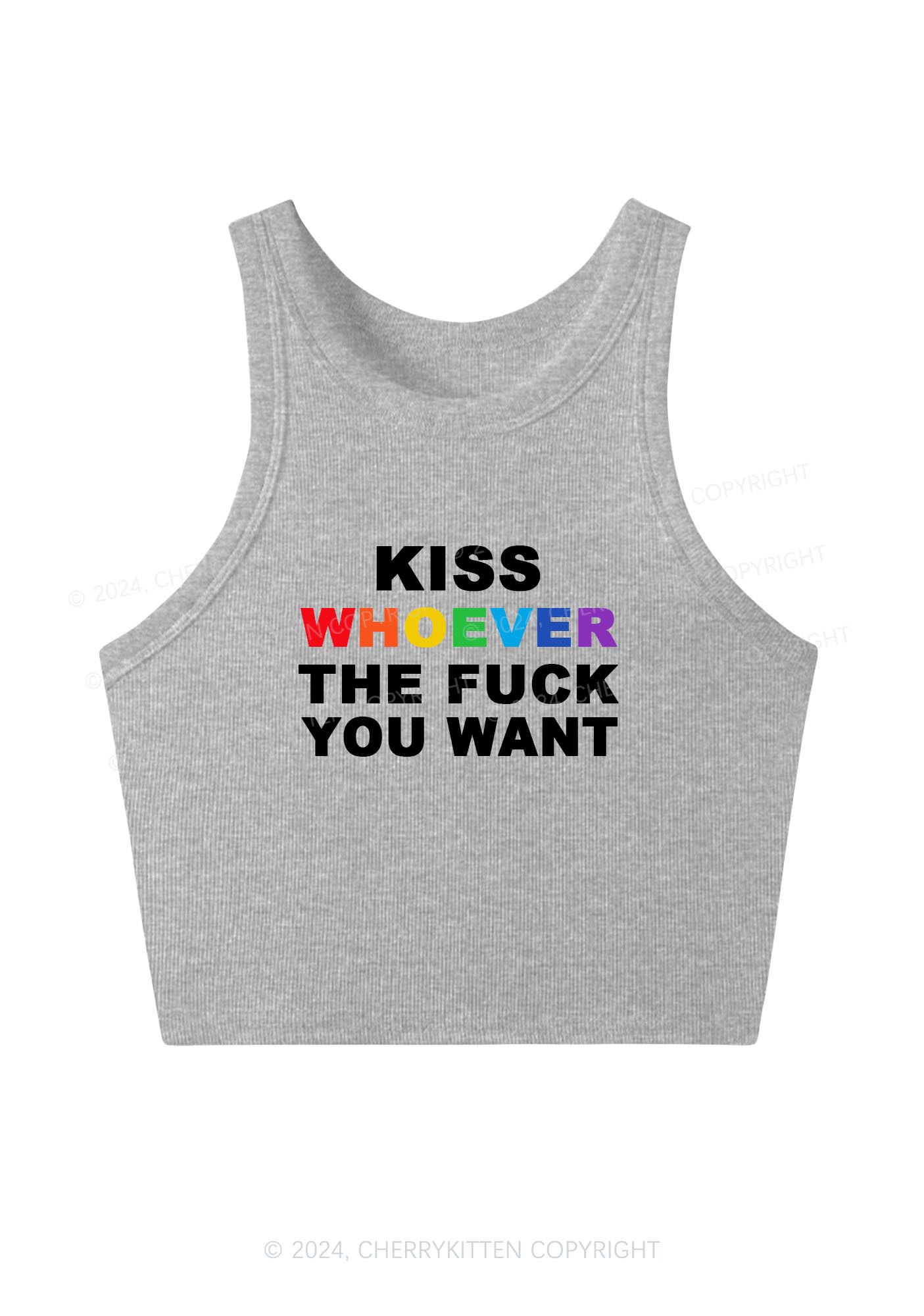 Kiss Whoever You Want Y2K Crop Tank Top Cherrykitten