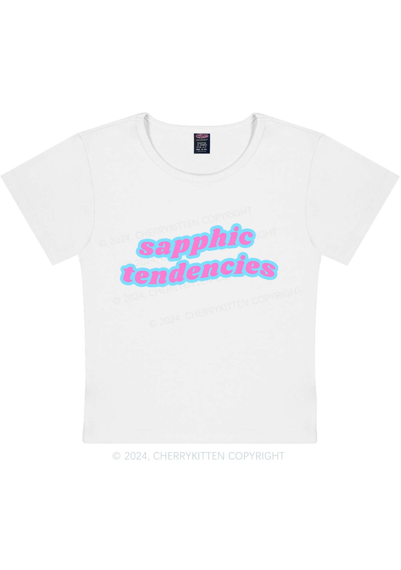 Sapphic Tendencies Y2K Baby Tee Cherrykitten