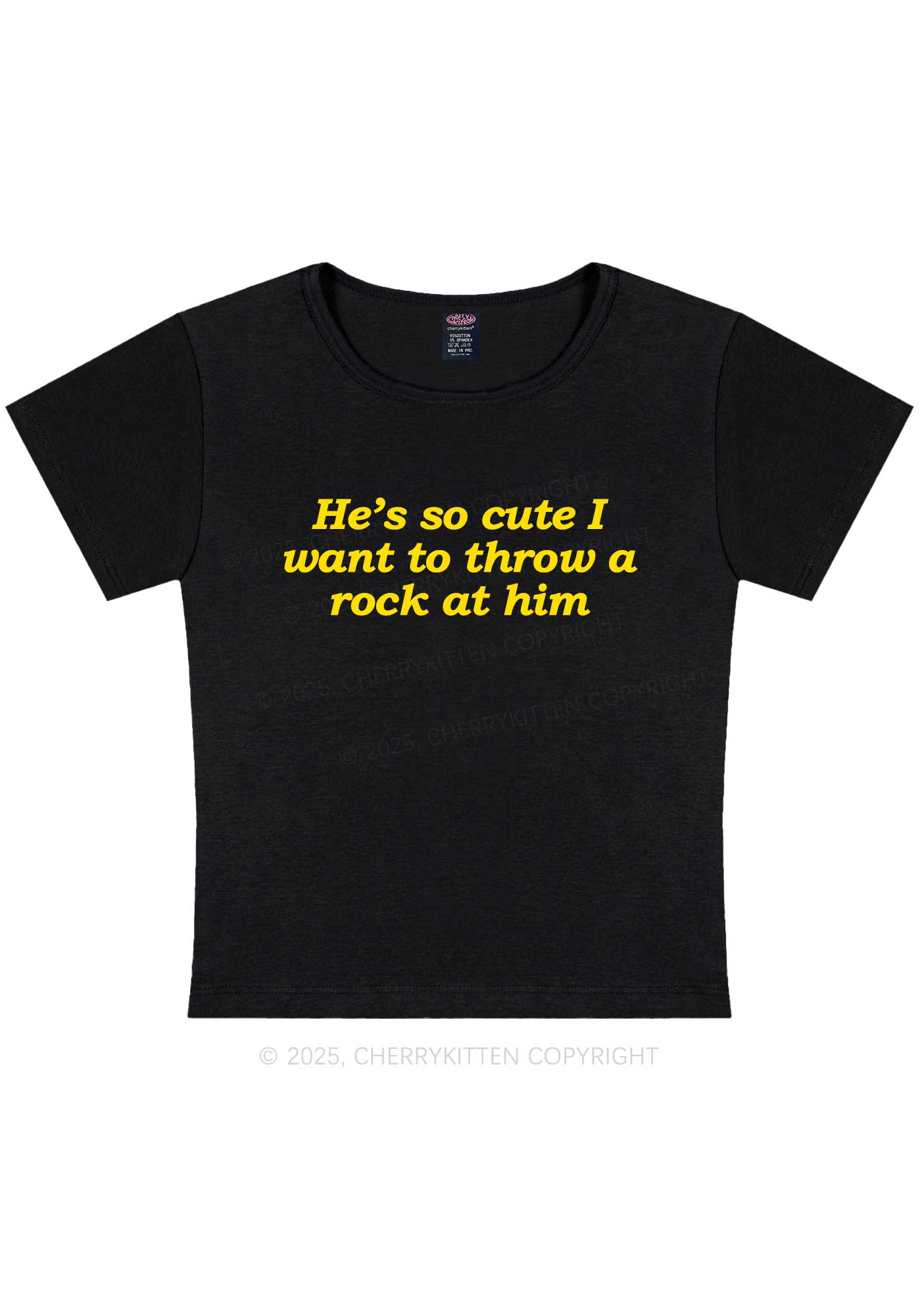 Throw A Rock At Him Y2K Baby Tee Cherrykitten