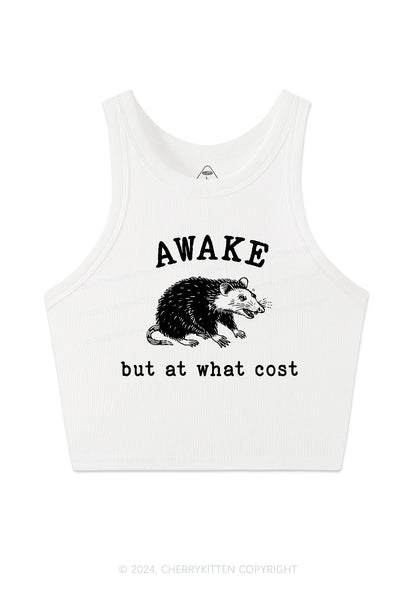 Awake But At What Cost Y2K Crop Tank Top Cherrykitten