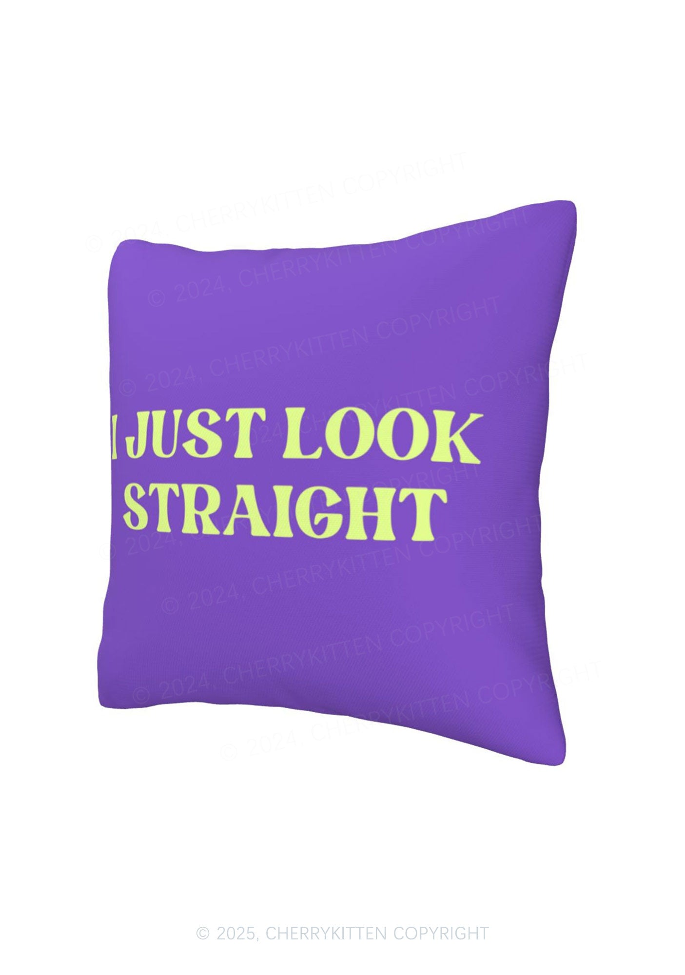 I Just Look Straight Y2K Throw Pillow Cover Cherrykitten