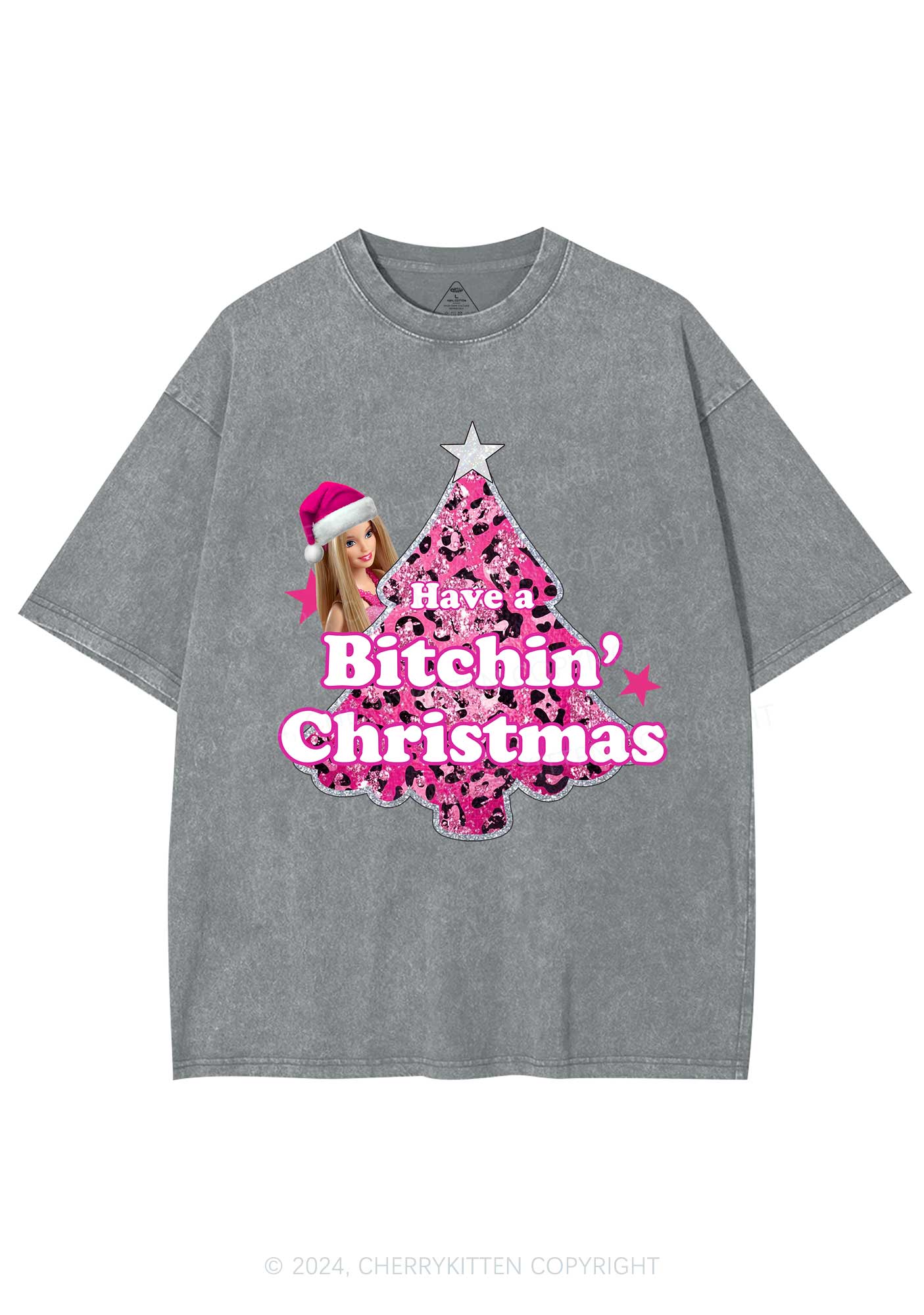 Christmas Bxxchin Y2K Washed Tee Cherrykitten