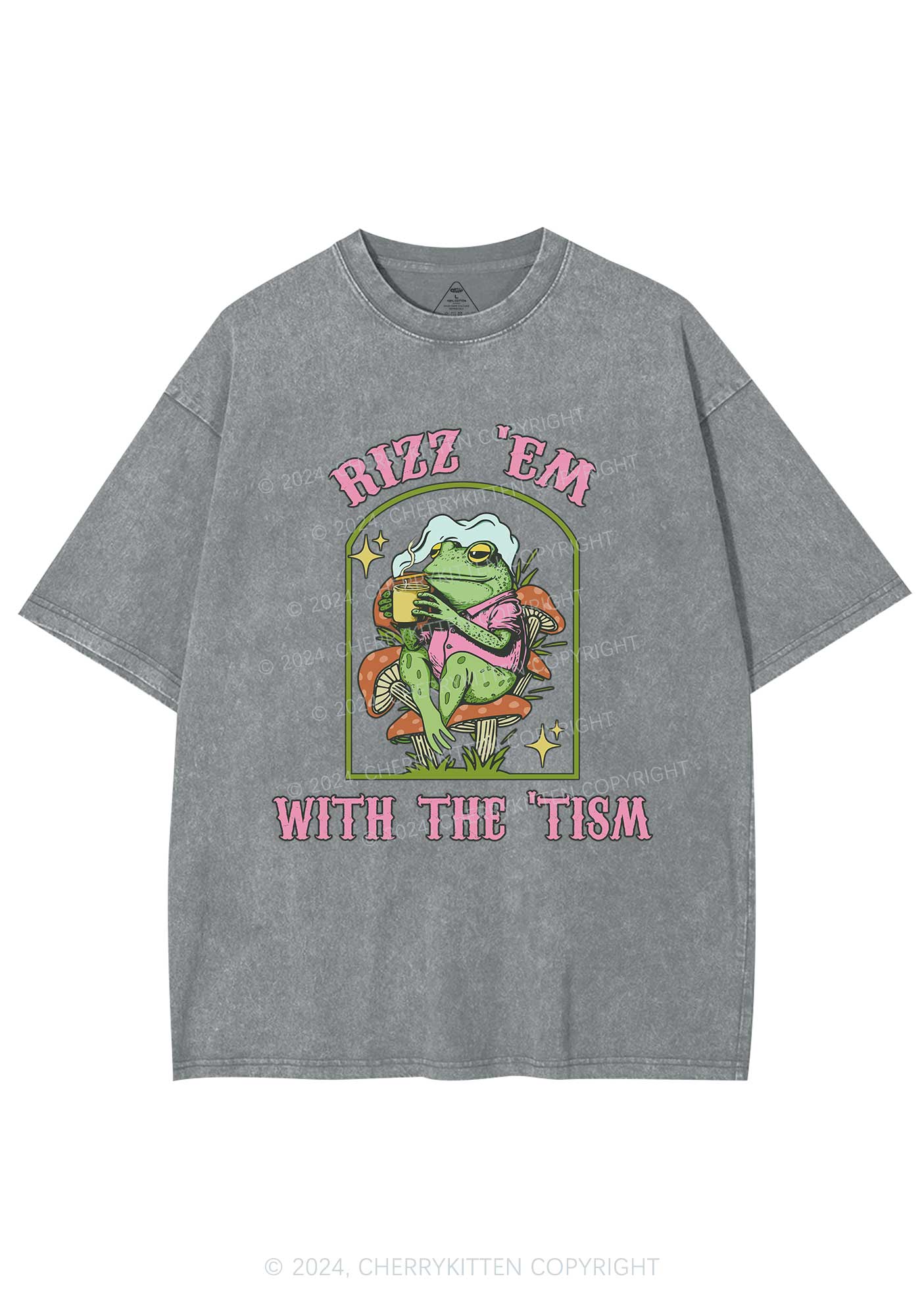 Tism Rizz Frog Y2K Washed Tee Cherrykitten