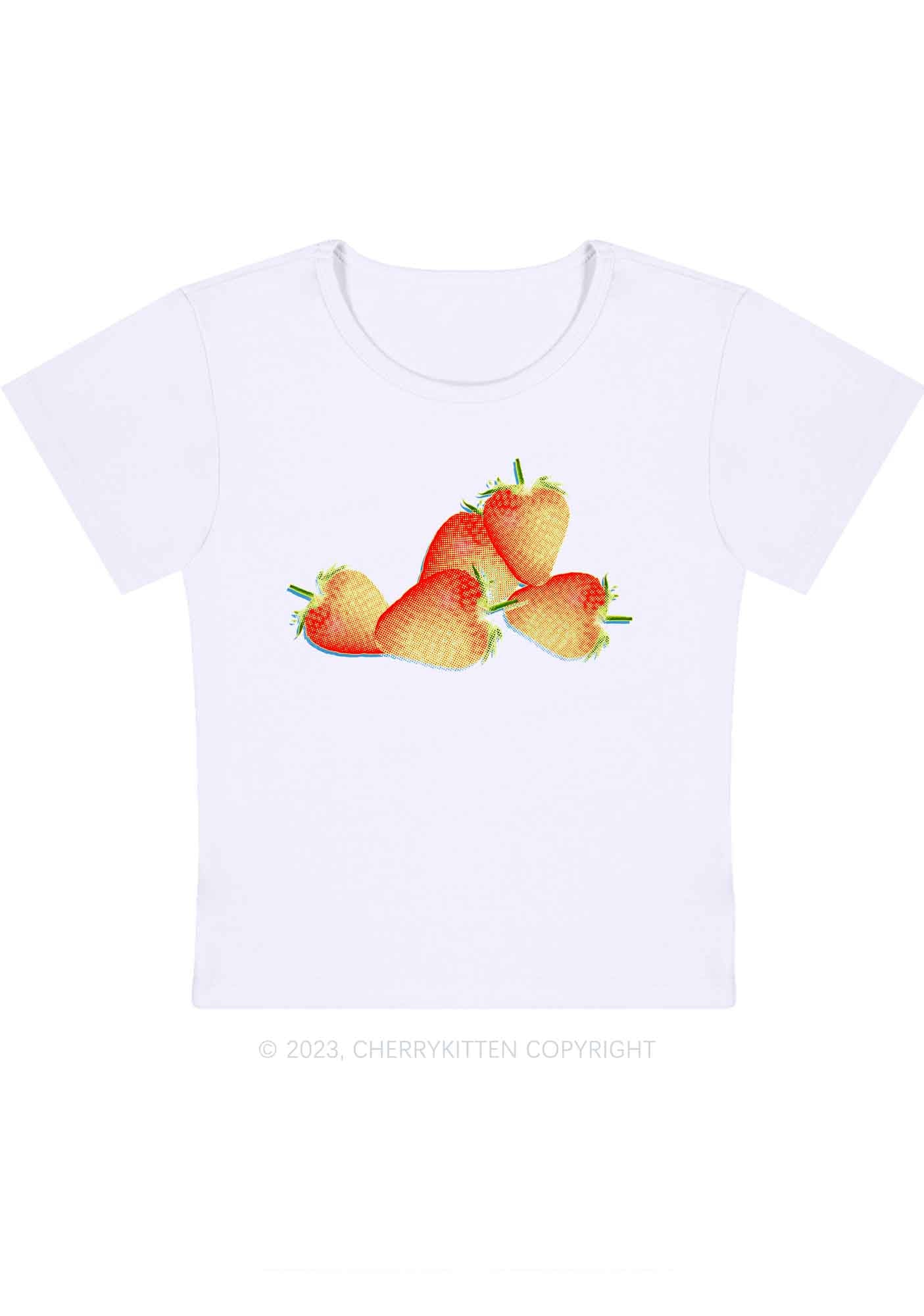 Curvy X Ray Strawberries Y2K Baby Tee Cherrykitten