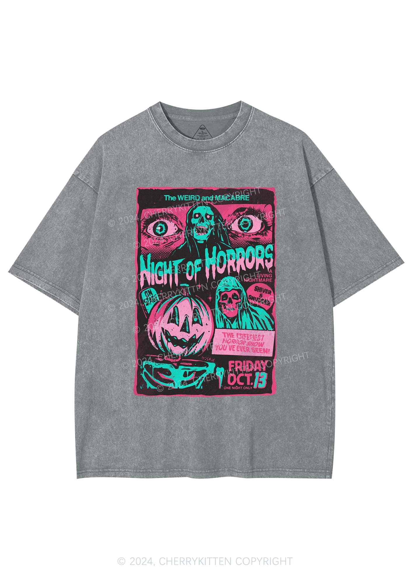 Halloween Nights Of Horrors Y2K Washed Tee Cherrykitten