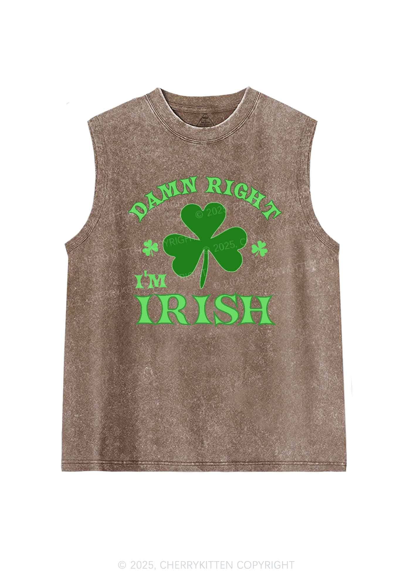 Damn Right Im Irish St Patricks Y2K Washed Tank Cherrykitten