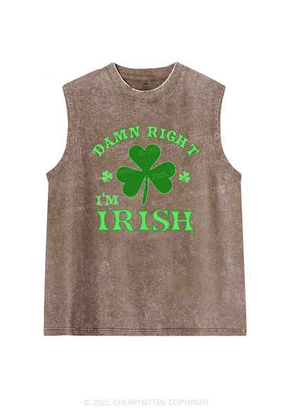 Damn Right Im Irish St Patricks Y2K Washed Tank Cherrykitten