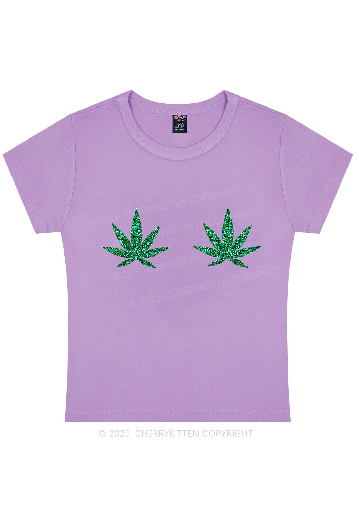 Glitter Wxxd Leaf Y2K Baby Tee Cherrykitten