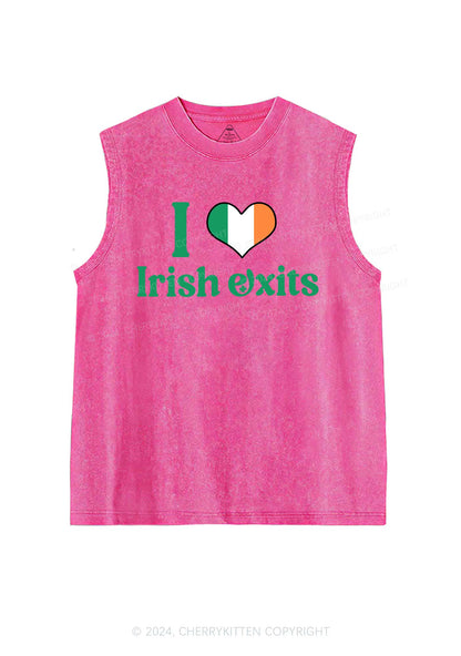 I Love Irish Exits St Patricks Y2K Washed Tank Cherrykitten