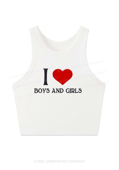 I Love Boys and Girls Y2K Crop Tank Top Cherrykitten