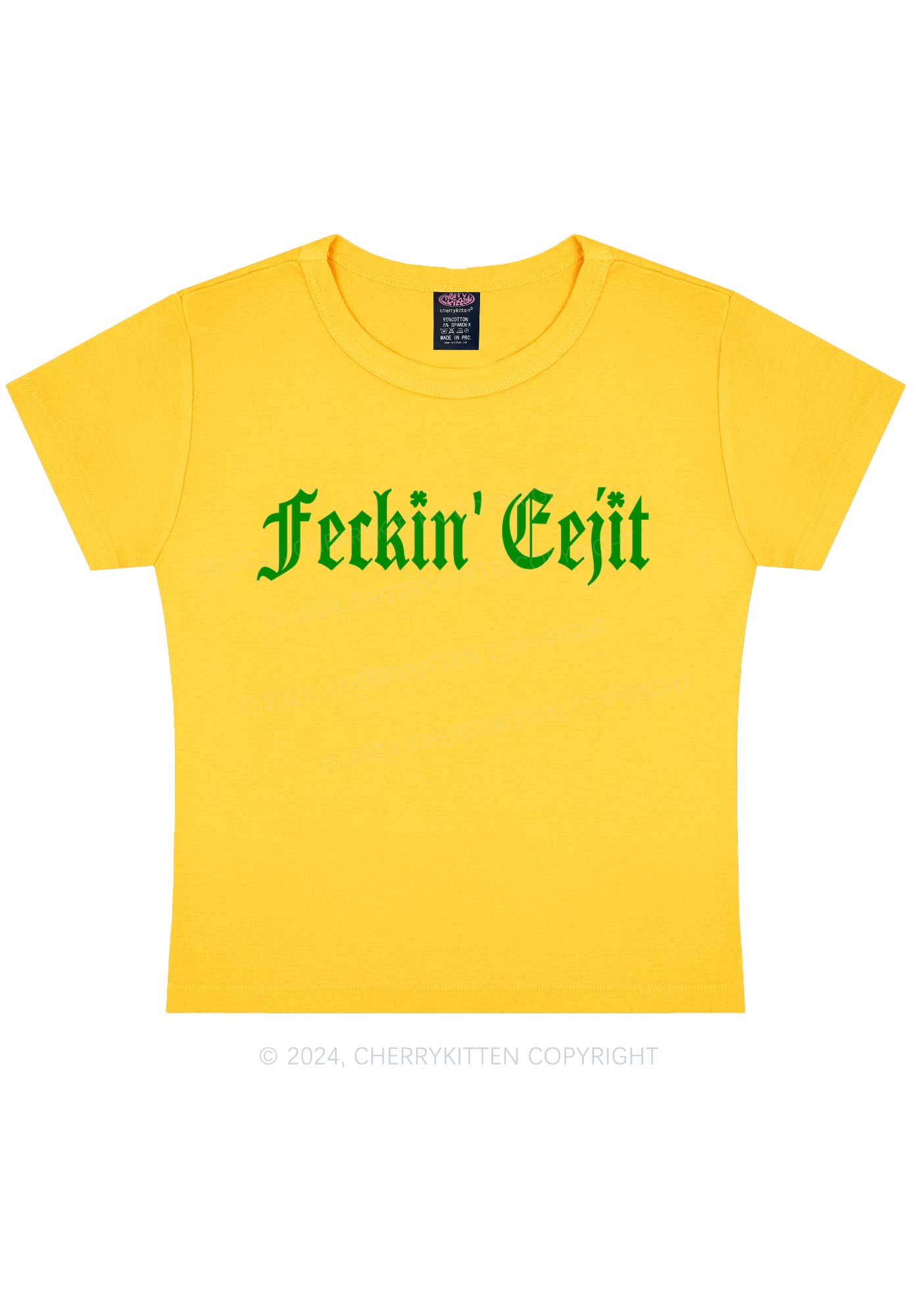 Feckin Eejit St Patricks Y2K Baby Tee Cherrykitten