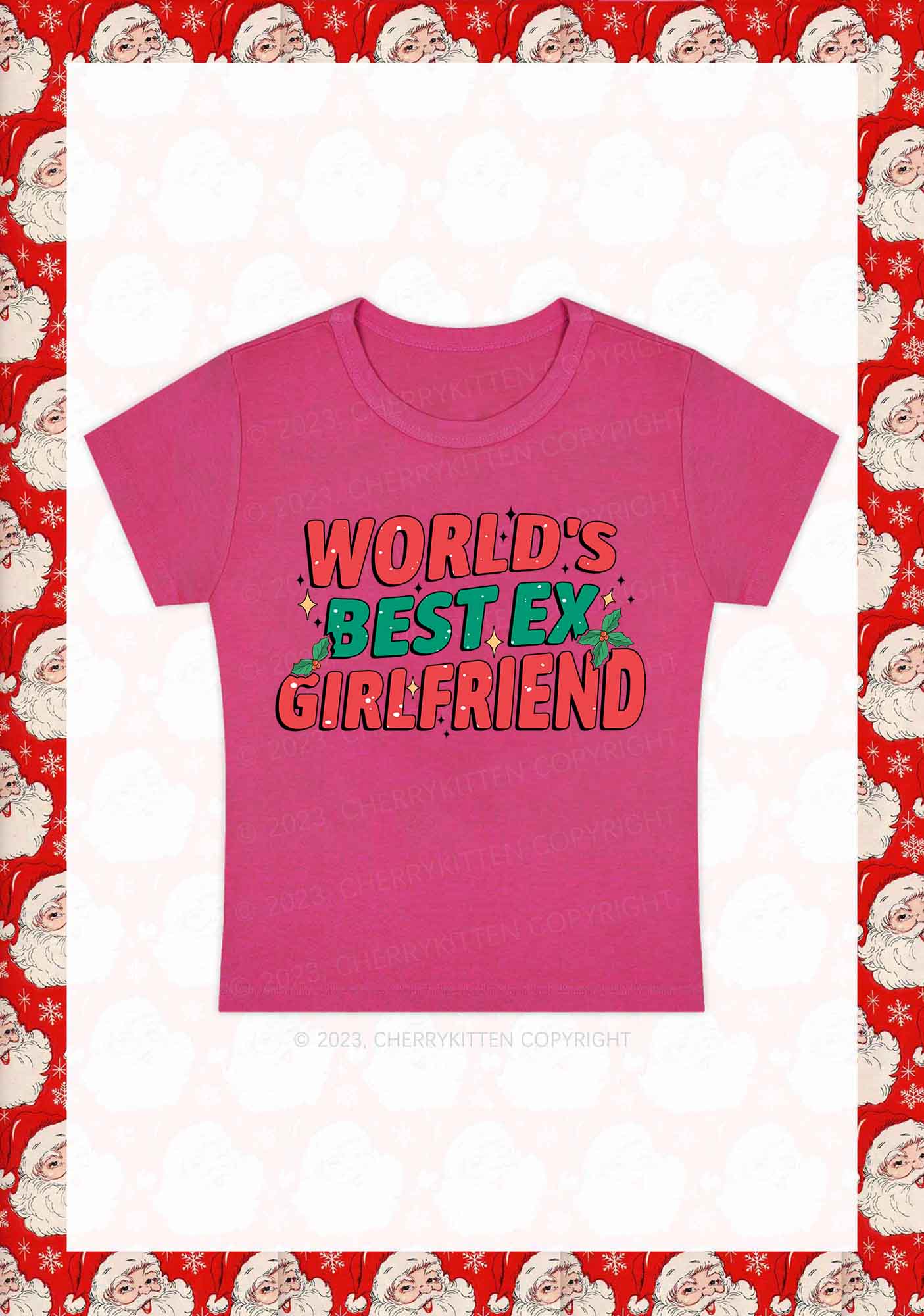 World's Best Ex Christmas Y2K Baby Tee Cherrykitten