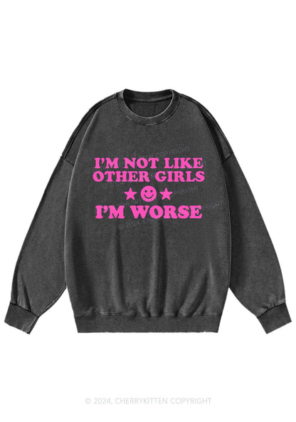 I'm Worse Y2K Washed Sweatshirts Cherrykitten