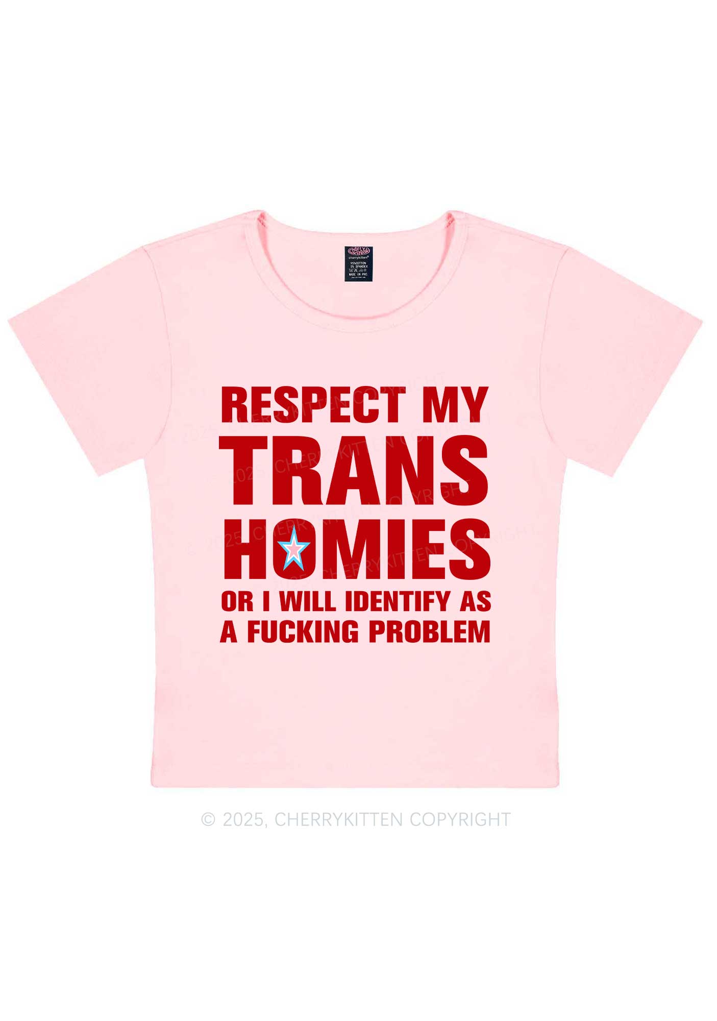 Respect My Trans Homies Y2K Baby Tee Cherrykitten