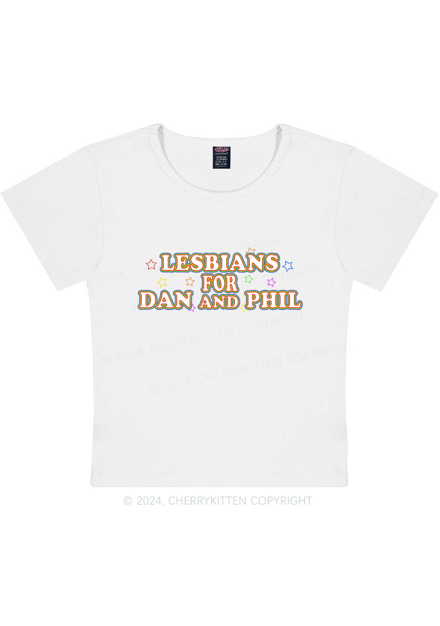 Lesbians For Dan Y2K Baby Tee Cherrykitten