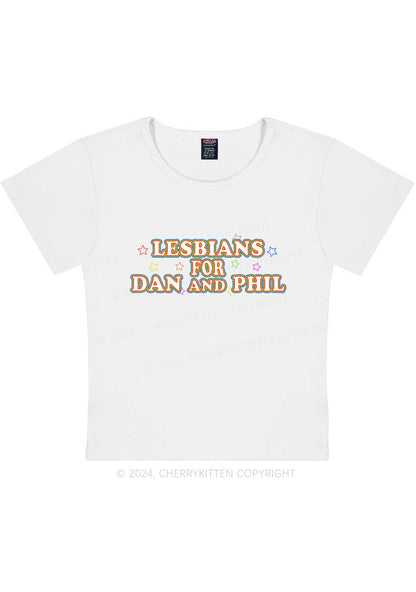 Lesbians For Dan Y2K Baby Tee Cherrykitten