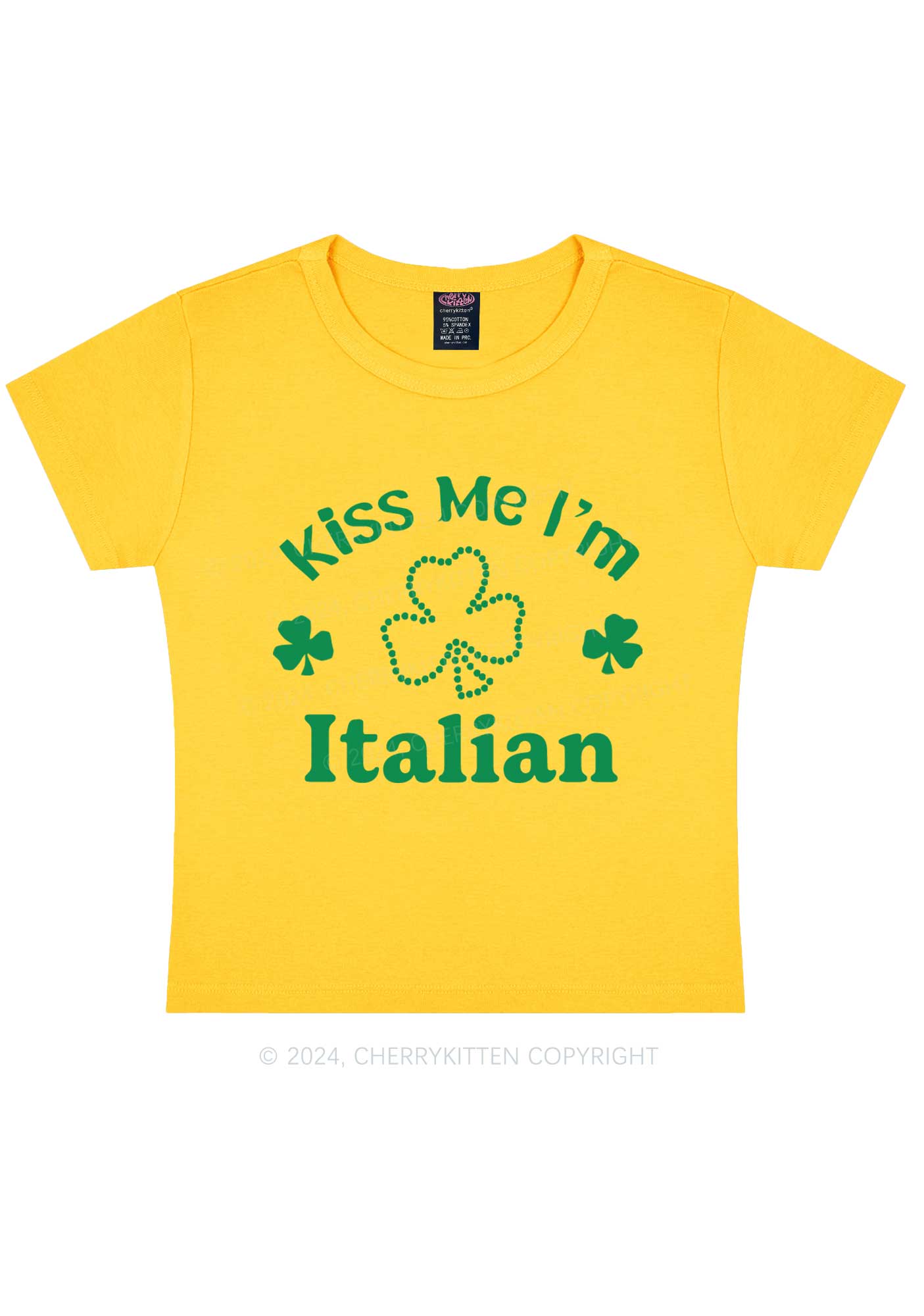 Kiss Me Im Italian St Patricks Y2K Baby Tee Cherrykitten