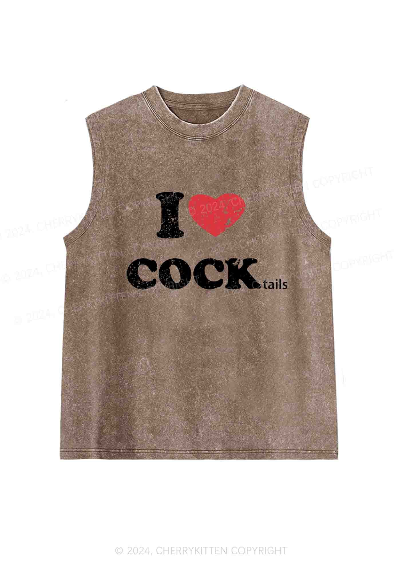 I Love Cocktails Y2K Washed Tank Cherrykitten