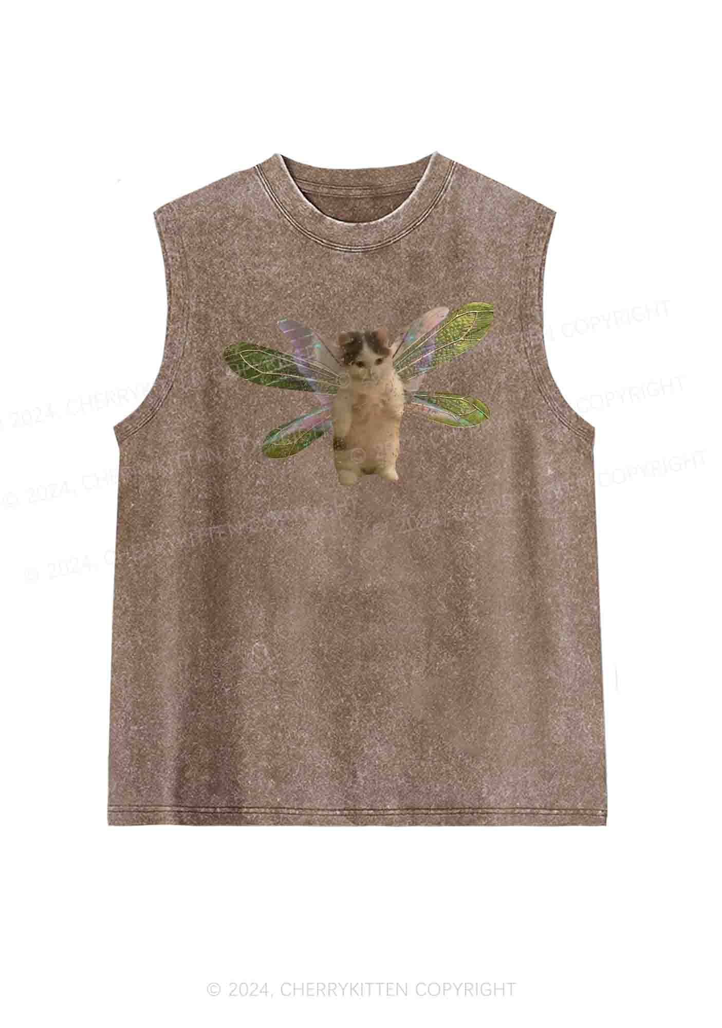 Fairycat Wings Y2K Washed Tank Cherrykitten