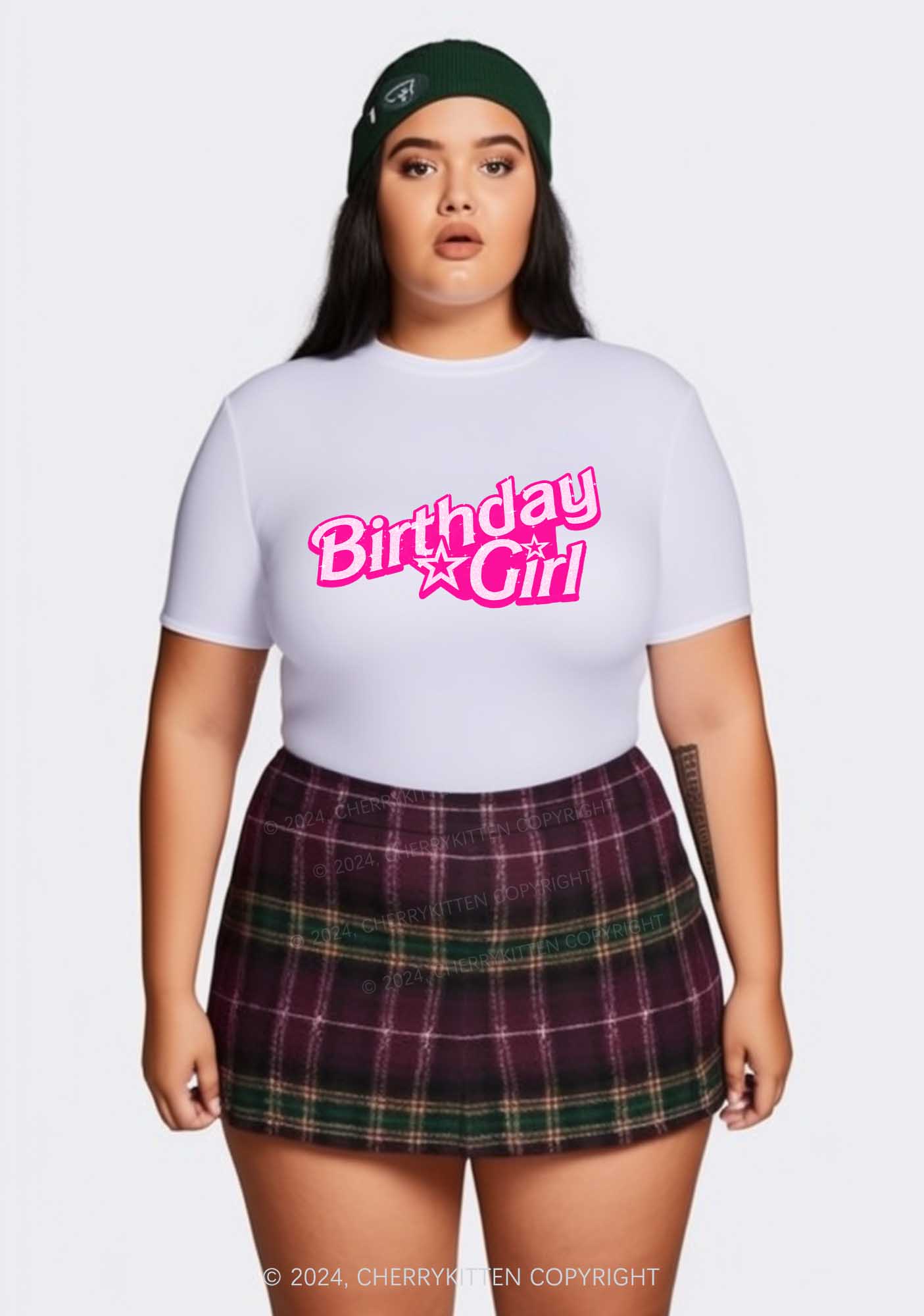 Curvy Barb Birthday Girl Y2K Baby Tee Cherrykitten